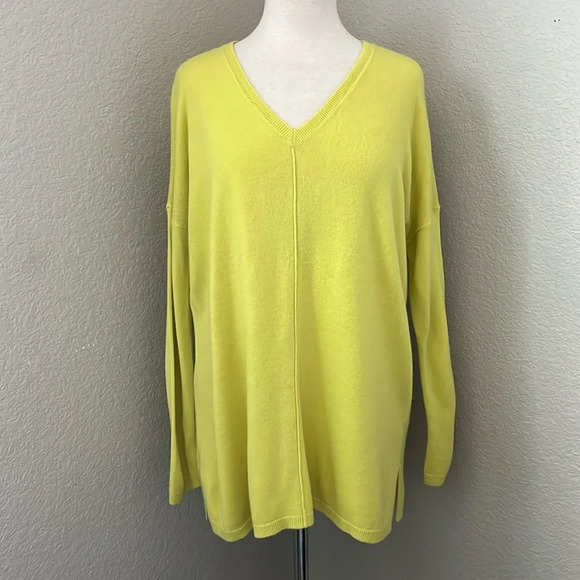STACCATO bright yellow green vneck sweater - Picture 1 of 7